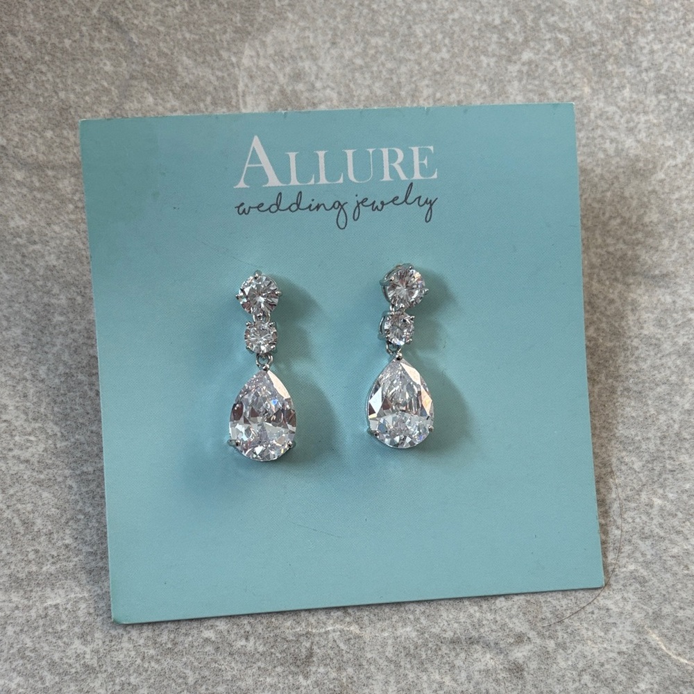 Allure Silver Teardrop Crystal Earrings